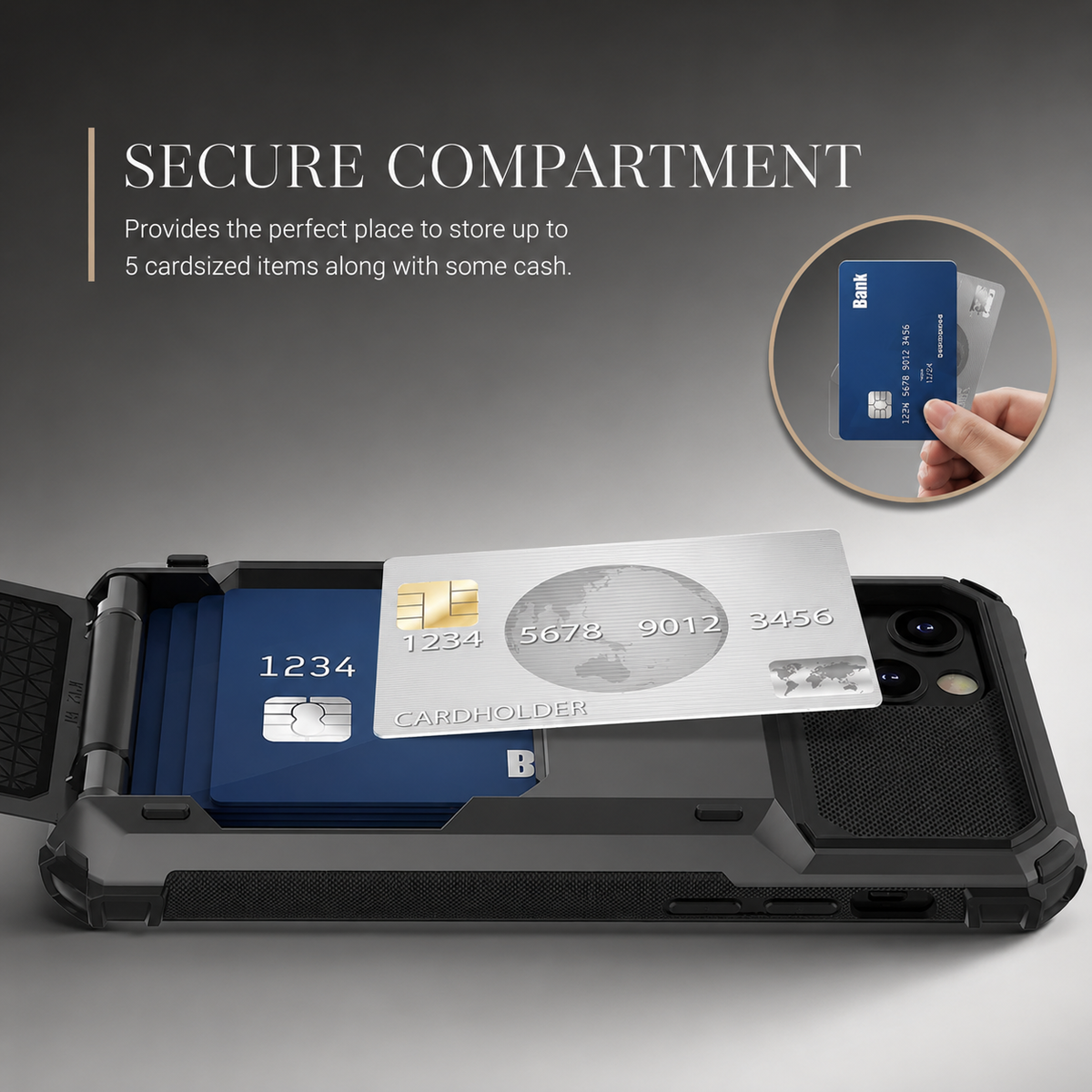 Premium iPhone Case Slide Wallet Card Case Shockproof Dual Layer PC Cover Non Slip Anti Scratch Business Protective Full Coverage Magnetic Slim Design