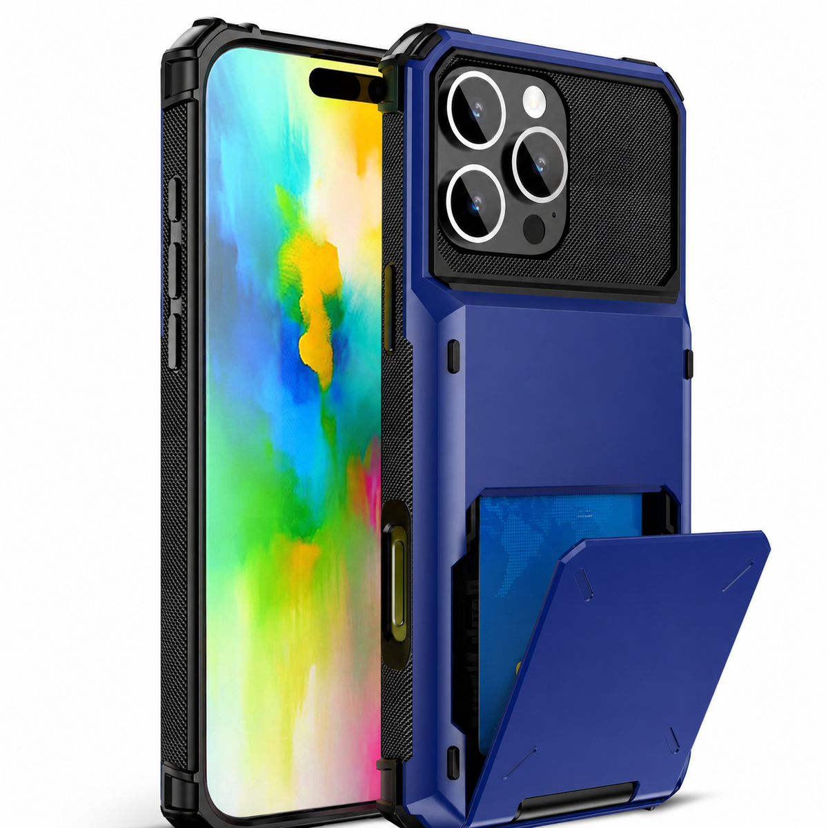Premium iPhone Case Slide Wallet Card Case Shockproof Dual Layer PC Cover Non Slip Anti Scratch Business Protective Full Coverage Magnetic Slim Design
