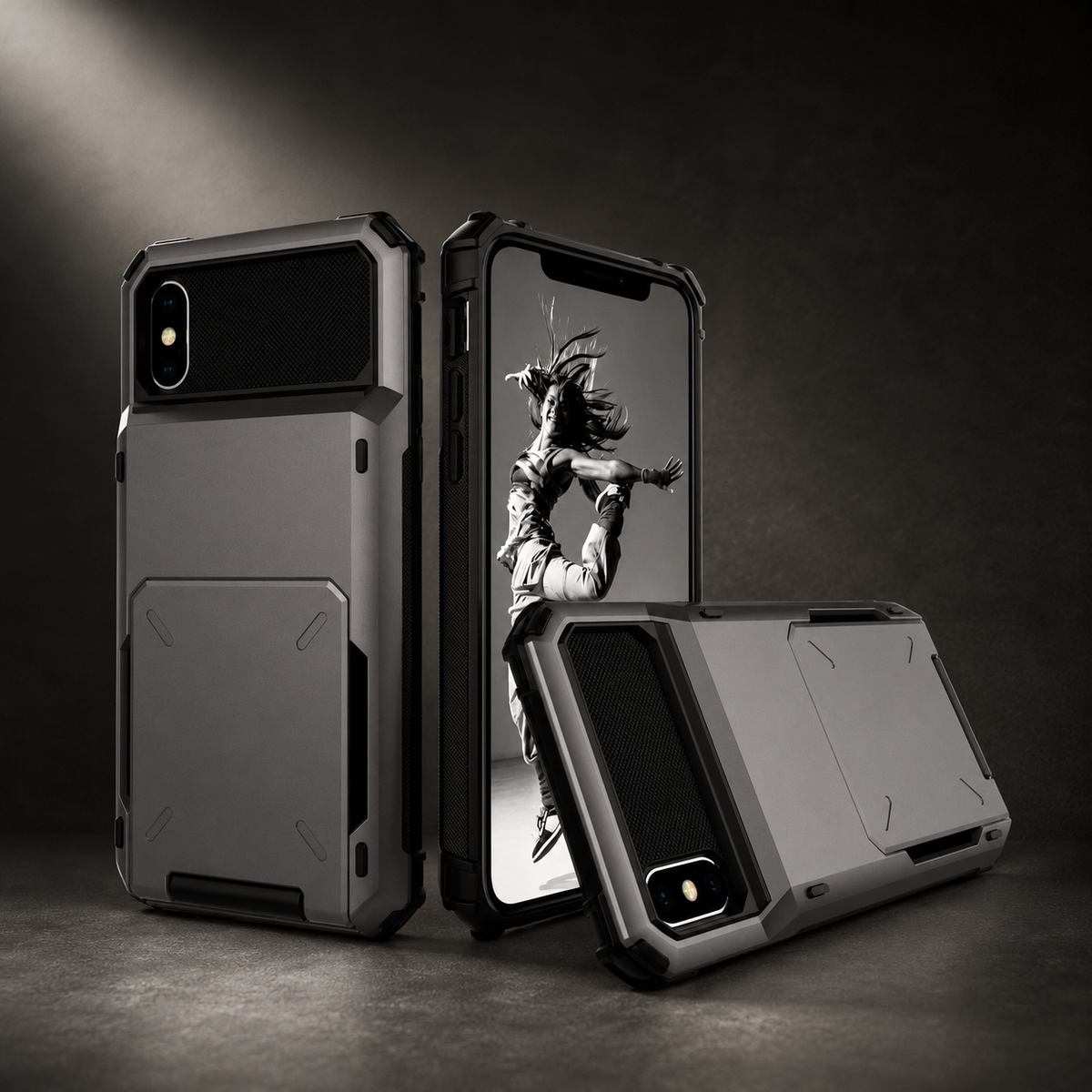 Premium iPhone Case Slide Wallet Card Case Shockproof Dual Layer PC Cover Non Slip Anti Scratch Business Protective Full Coverage Magnetic Slim Design