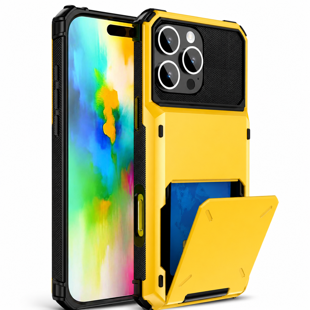 Premium iPhone Case Slide Wallet Card Case Shockproof Dual Layer PC Cover Non Slip Anti Scratch Business Protective Full Coverage Magnetic Slim Design