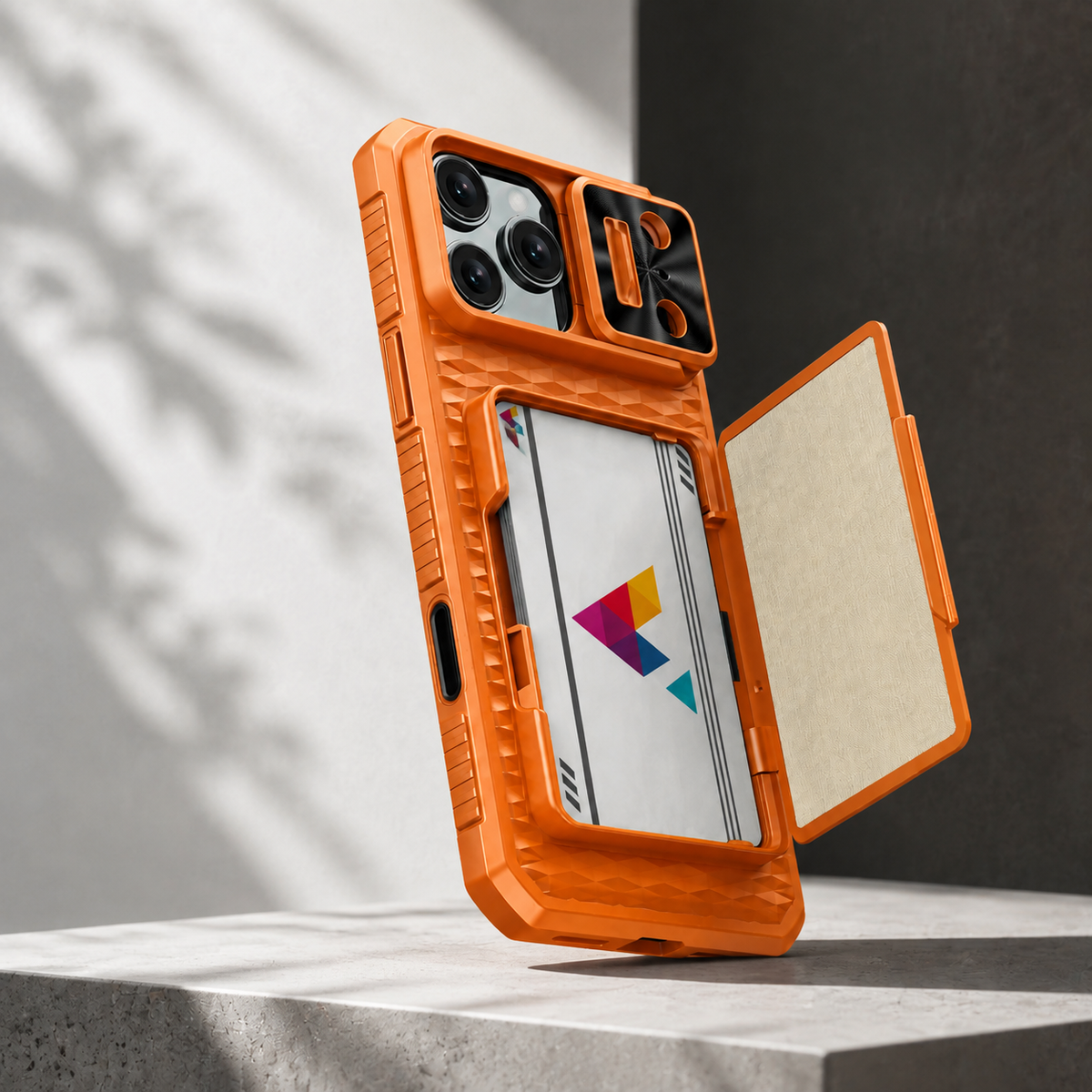Premium iPhone Case Sliding Camera Wallet Cover with Card Holder Stand, PC TPU Shockproof Protective Design, Anti-Fingerprint Anti-Scratch Full Coverage