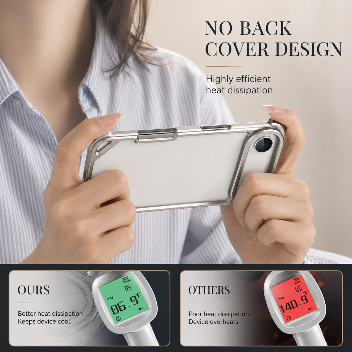 Premium iPhone Case Slim Aluminum Alloy Frameless Shockproof Cover Minimalist Wireless Charging Compatible Edge Protection Lightweight Slim Case Build