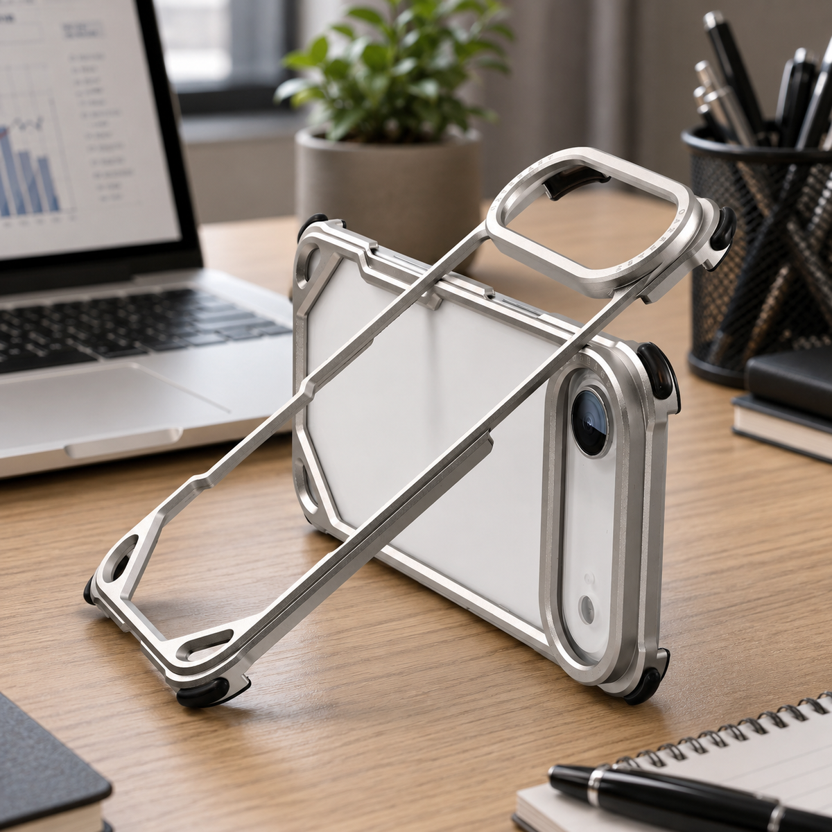 Premium iPhone Case Slim Aluminum Alloy Frameless Shockproof Cover Minimalist Wireless Charging Compatible Edge Protection Lightweight Slim Case Build