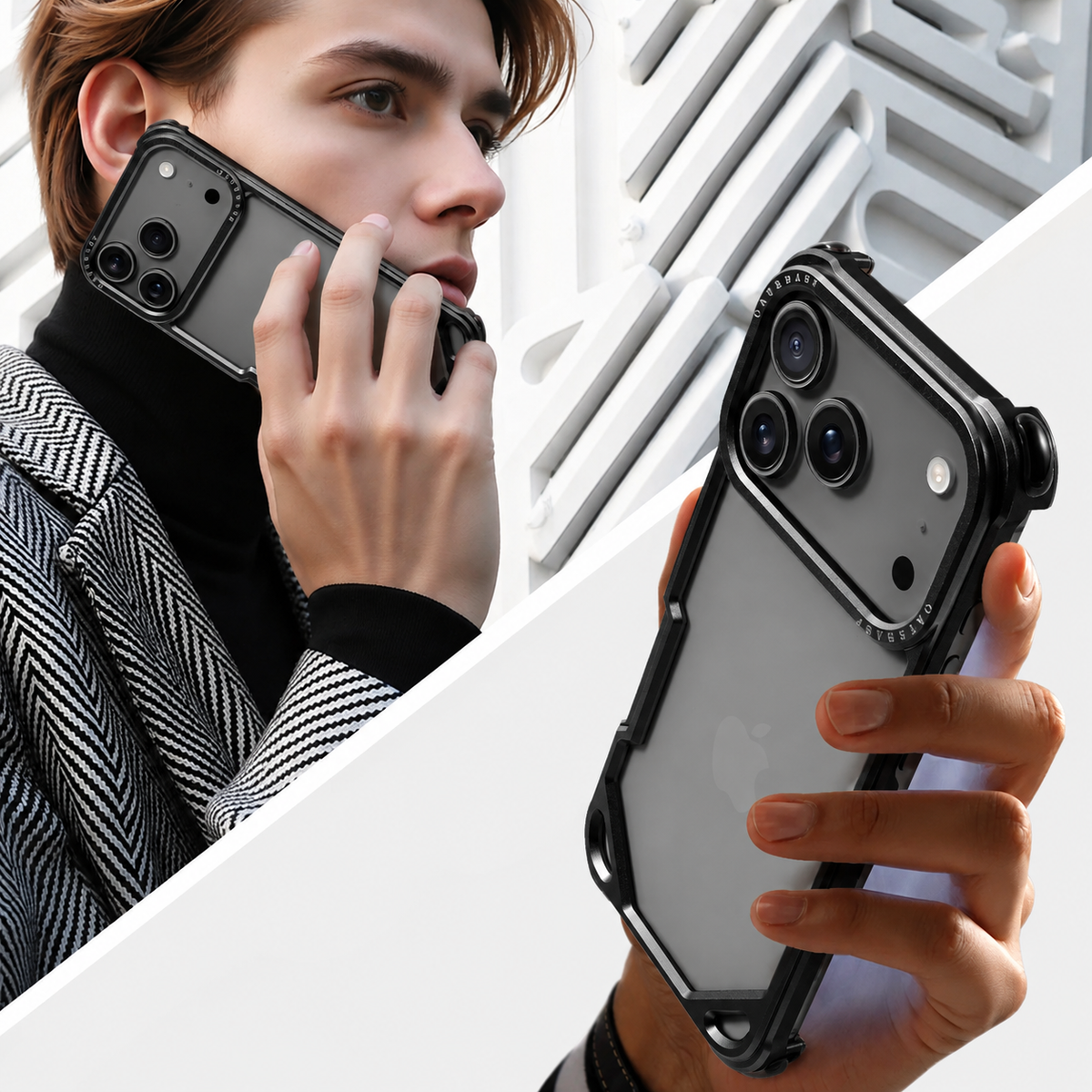 Premium iPhone Case Slim Aluminum Alloy Frameless Shockproof Cover Minimalist Wireless Charging Compatible Edge Protection Lightweight Slim Case Build