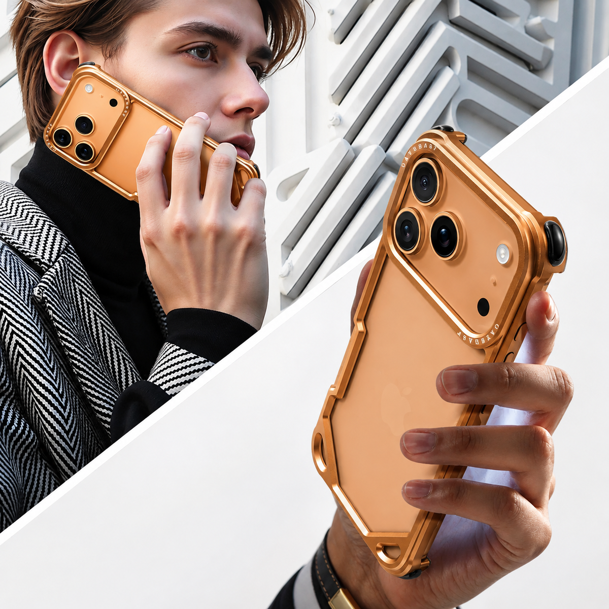 Premium iPhone Case Slim Aluminum Alloy Frameless Shockproof Cover Minimalist Wireless Charging Compatible Edge Protection Lightweight Slim Case Build