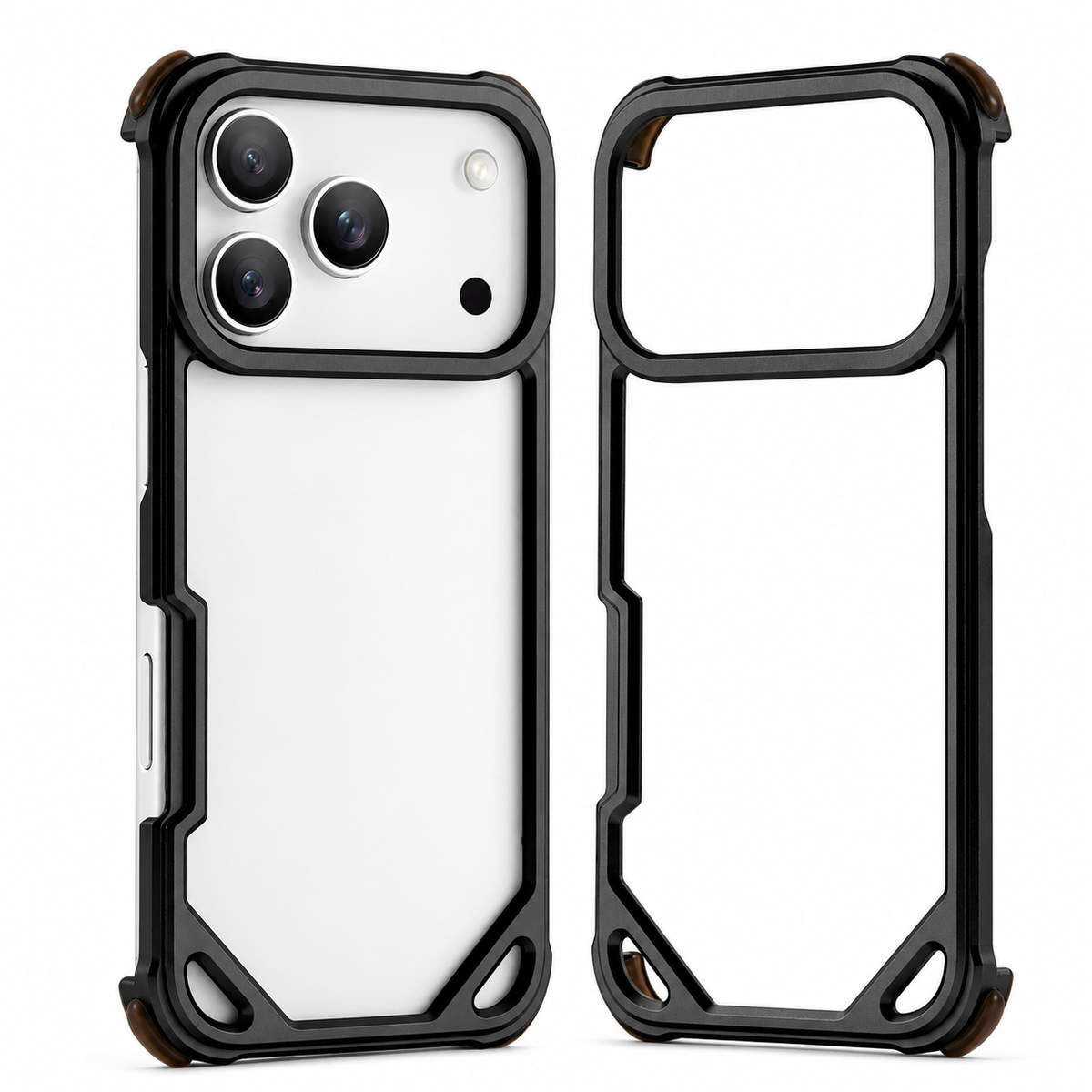 Premium iPhone Case Slim Aluminum Alloy Frameless Shockproof Cover Minimalist Wireless Charging Compatible Edge Protection Lightweight Slim Case Build
