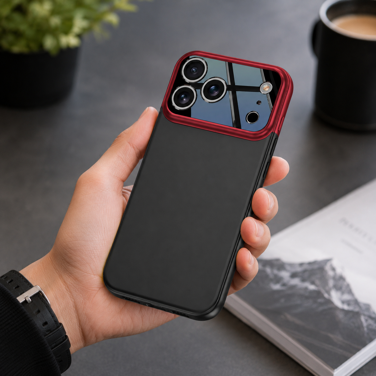 Premium iPhone Case Slim Hard Protective Cover Camera Lens Protection Anti Scratch Anti Fingerprint Non Slip Two Tone Spliced Half Wrapped Shell
