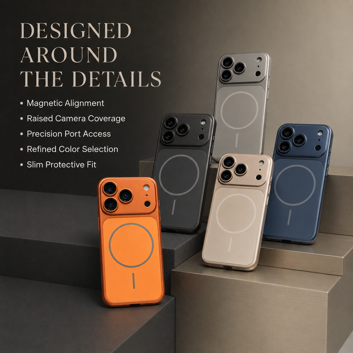 Premium iPhone Case Slim Metallic Color MagSafe Magnetic Shockproof Hard Cover Anti Scratch Non Slip Durable Lightweight Full Protective Phone Cover Case