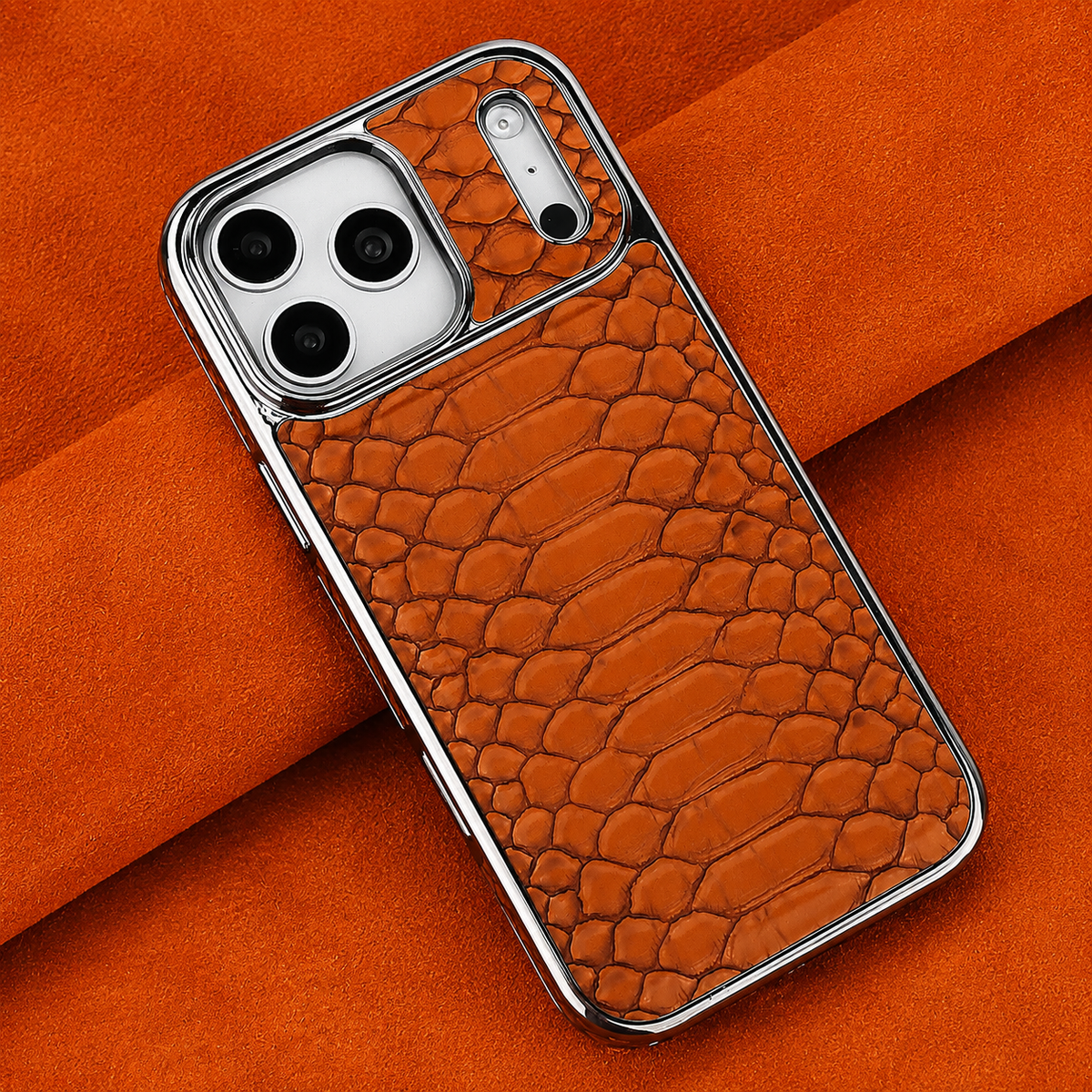 Premium iPhone Case Snake Pattern Leather Soft Flannel Lining Shockproof Anti Scratch Non Slip Fashion Protective Cover Wireless Charging Slim Design