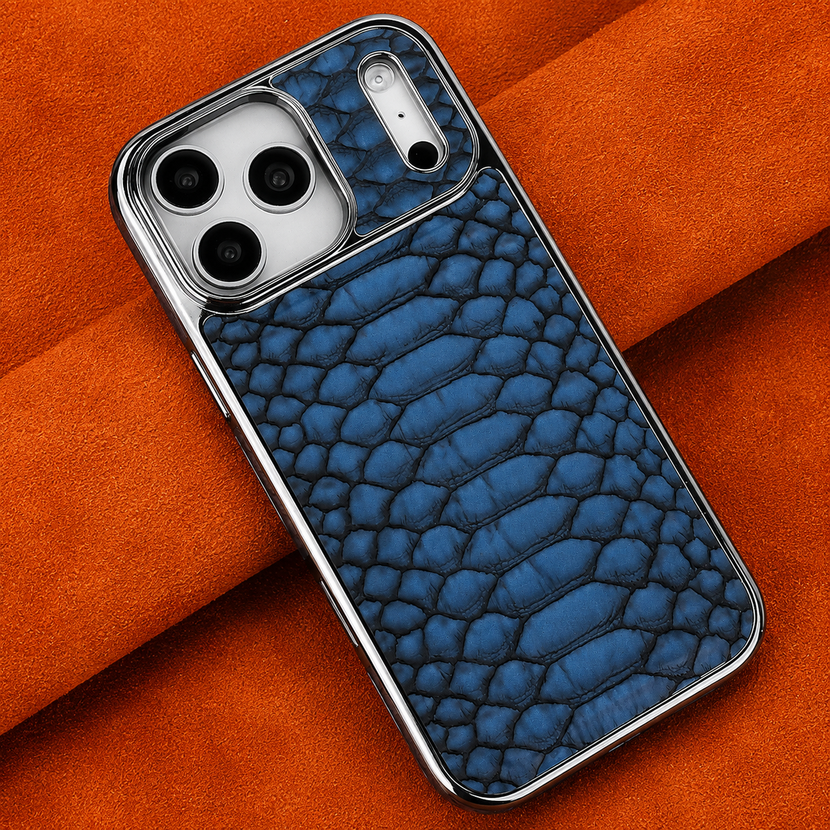 Premium iPhone Case Snake Pattern Leather Soft Flannel Lining Shockproof Anti Scratch Non Slip Fashion Protective Cover Wireless Charging Slim Design