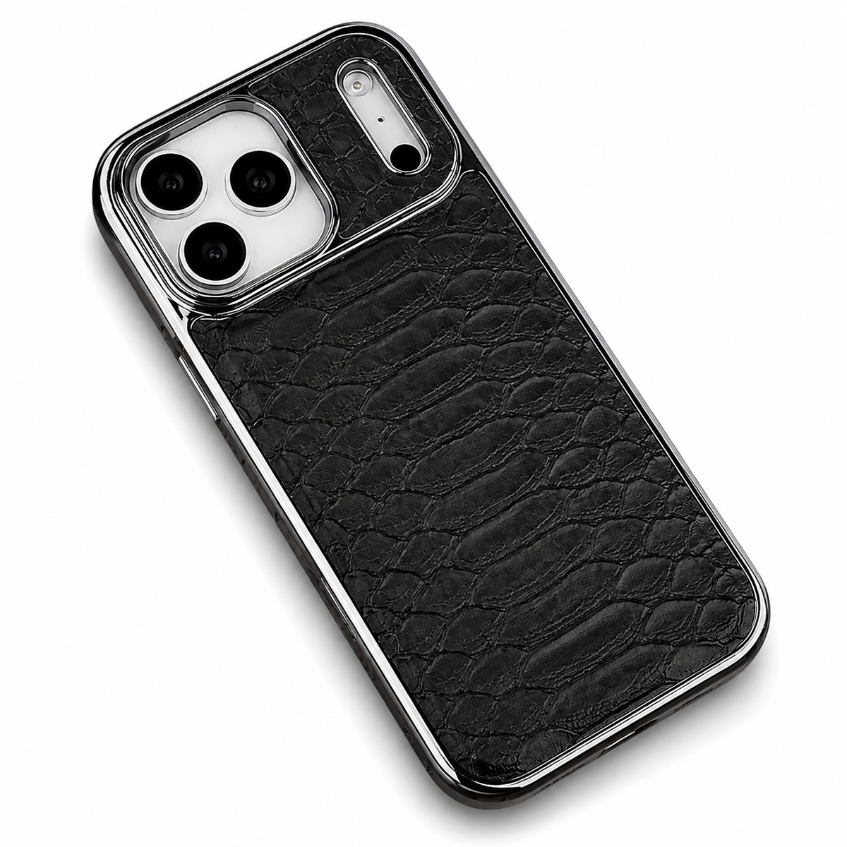 Premium iPhone Case Snake Pattern Leather Soft Flannel Lining Shockproof Anti Scratch Non Slip Fashion Protective Cover Wireless Charging Slim Design