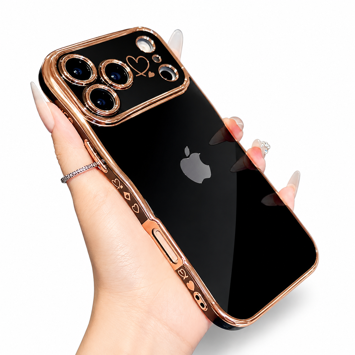 Premium iPhone Case Soft Wave Plating PC TPU Protective Cover Lightweight Full Coverage Wavy Edge Slim Shockproof Love Design Anti Scratch Case