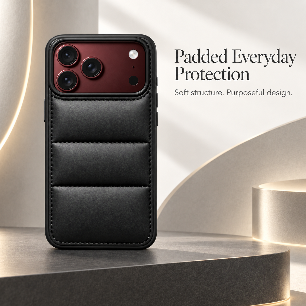 Premium iPhone Case Solid Color Down Jacket Style Anti Fall Shockproof Foldable Cover Soft Touch Slim Non Slip Durable Protective Padded Phone Cover Case