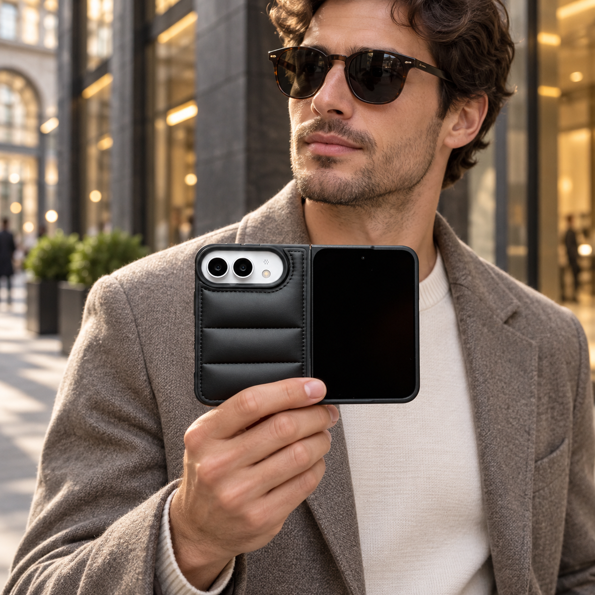 Premium iPhone Case Solid Color Down Jacket Style Anti Fall Shockproof Foldable Cover Soft Touch Slim Non Slip Durable Protective Padded Phone Cover Case