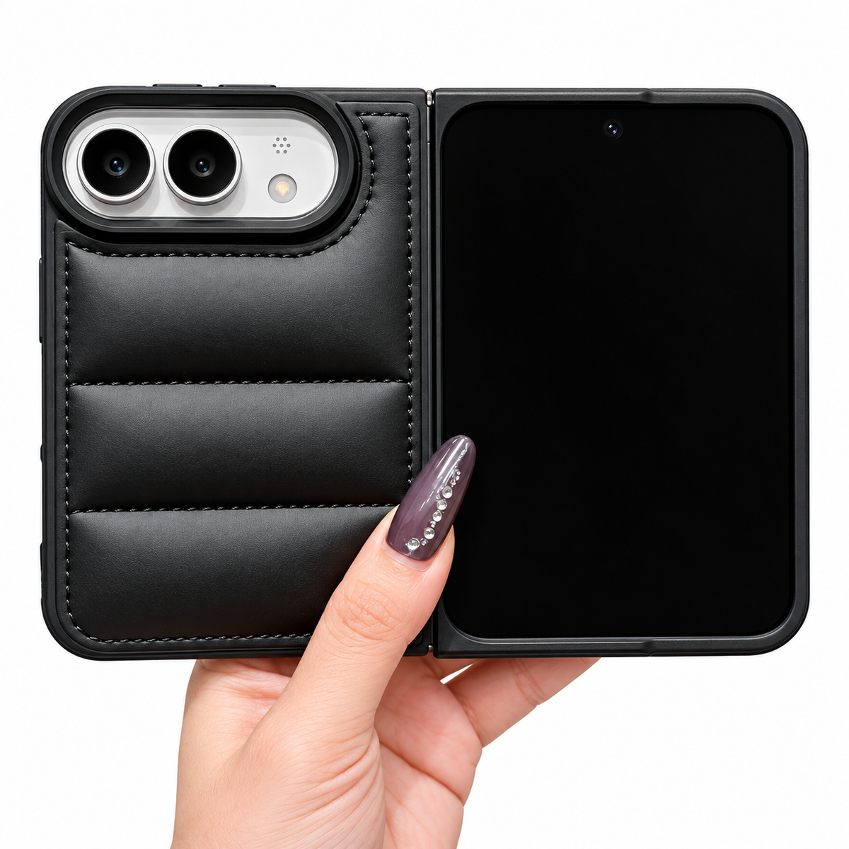 Premium iPhone Case Solid Color Down Jacket Style Anti Fall Shockproof Foldable Cover Soft Touch Slim Non Slip Durable Protective Padded Phone Cover Case