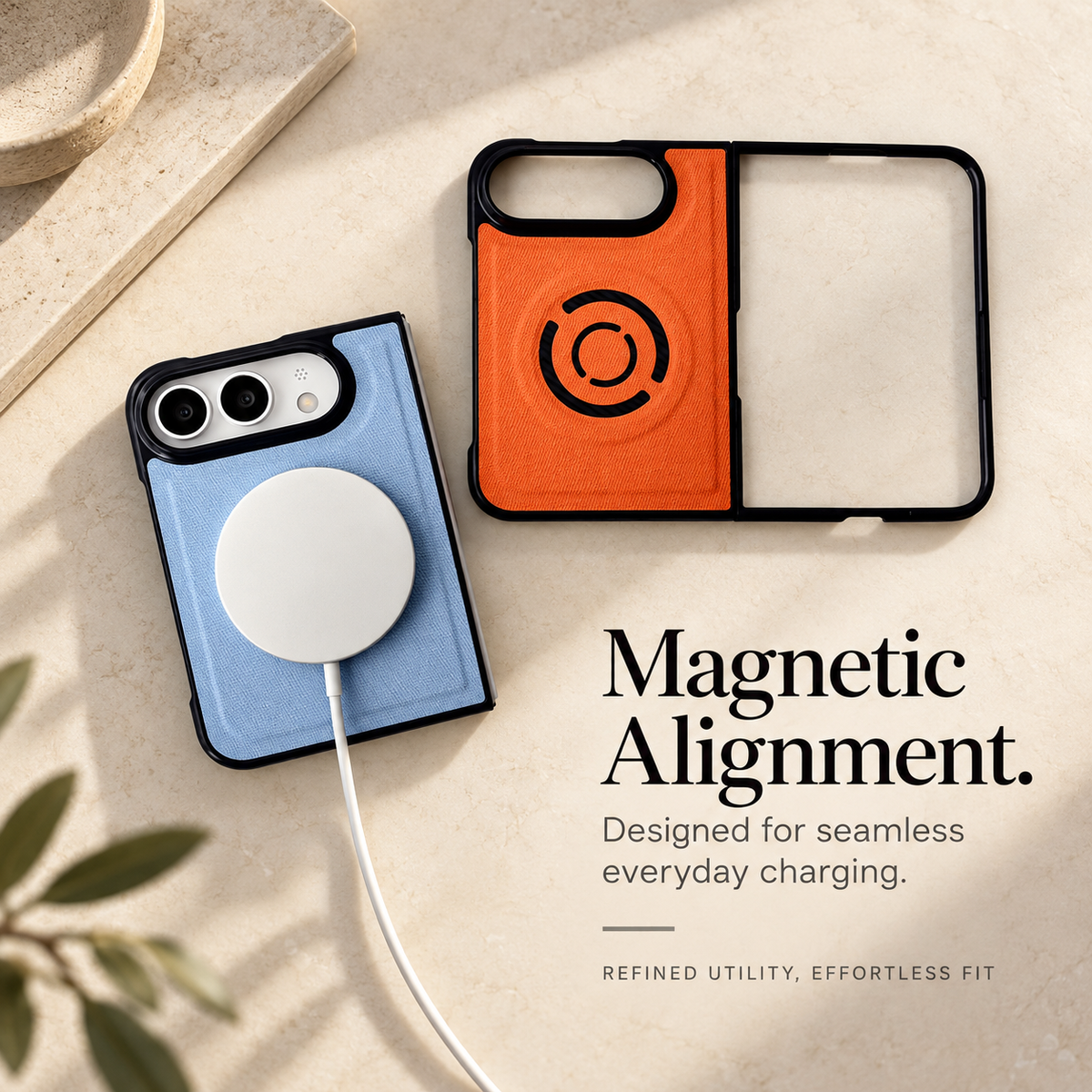 Premium iPhone Case Solid Color Hard PC Artificial Leather MagSafe Magnetic Wireless Charging Foldable Cover Shockproof Bumper Slim Durable Phone Cover Case