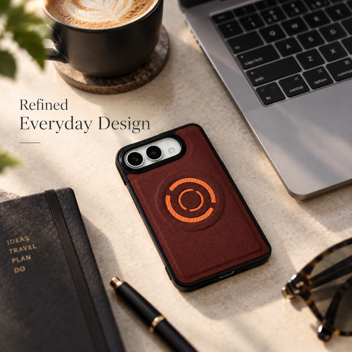 Premium iPhone Case Solid Color Hard PC Artificial Leather MagSafe Magnetic Wireless Charging Foldable Cover Shockproof Bumper Slim Durable Phone Cover Case