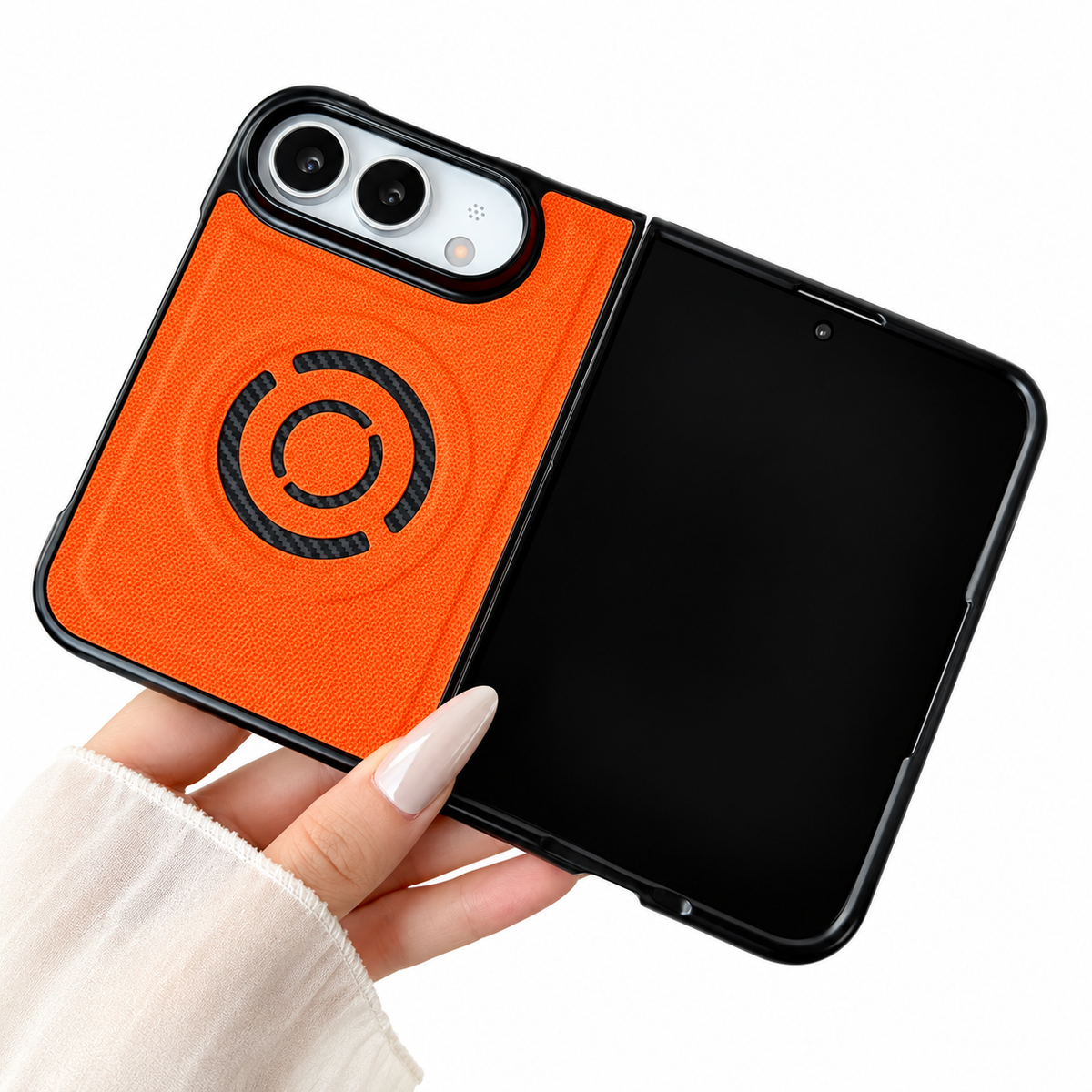 Premium iPhone Case Solid Color Hard PC Artificial Leather MagSafe Magnetic Wireless Charging Foldable Cover Shockproof Bumper Slim Durable Phone Cover Case
