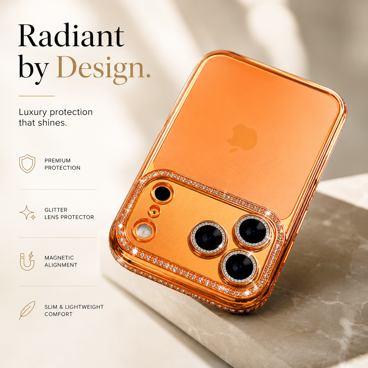 Premium iPhone Case Sparkling Rhinestone Clear Plating Shockproof TPU Dual Layer Anti Scratch Non Slip Lightweight Protective Bumper Cover Case Design