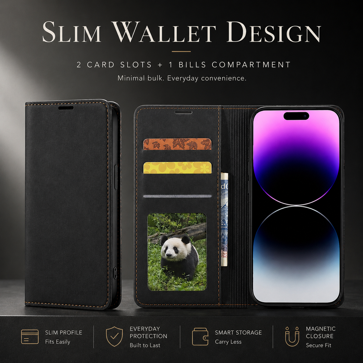 Premium iPhone Case Suede Leather Wallet Flip Cover Card Holder Magnetic Closure Shockproof Protective Cover Full Body Slim Design