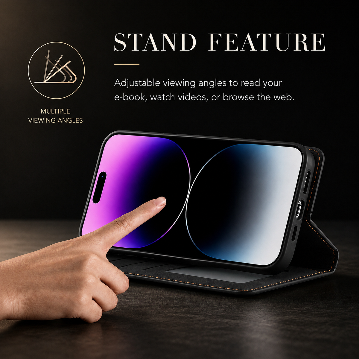 Premium iPhone Case Suede Leather Wallet Flip Cover Card Holder Magnetic Closure Shockproof Protective Cover Full Body Slim Design