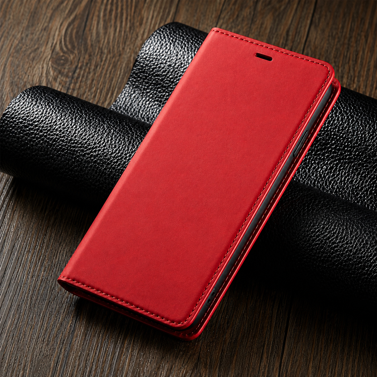 Premium iPhone Case Suede Leather Wallet Flip Cover Card Holder Magnetic Closure Shockproof Protective Cover Full Body Slim Design