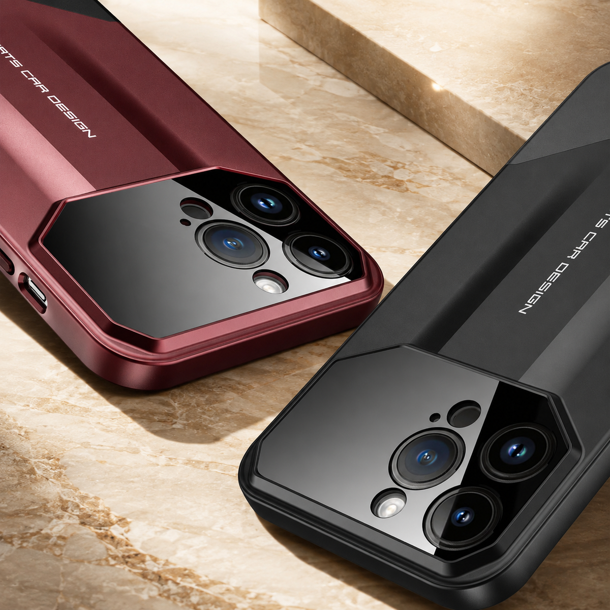 Premium iPhone Case Supercar Design Hard PC Shockproof Protective Cover Camera Lens Protection Anti Scratch Dustproof Slim Half Wrapped 2 in 1 Shell