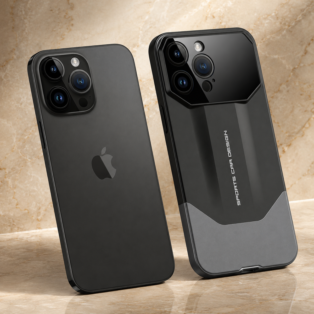 Premium iPhone Case Supercar Design Hard PC Shockproof Protective Cover Camera Lens Protection Anti Scratch Dustproof Slim Half Wrapped 2 in 1 Shell