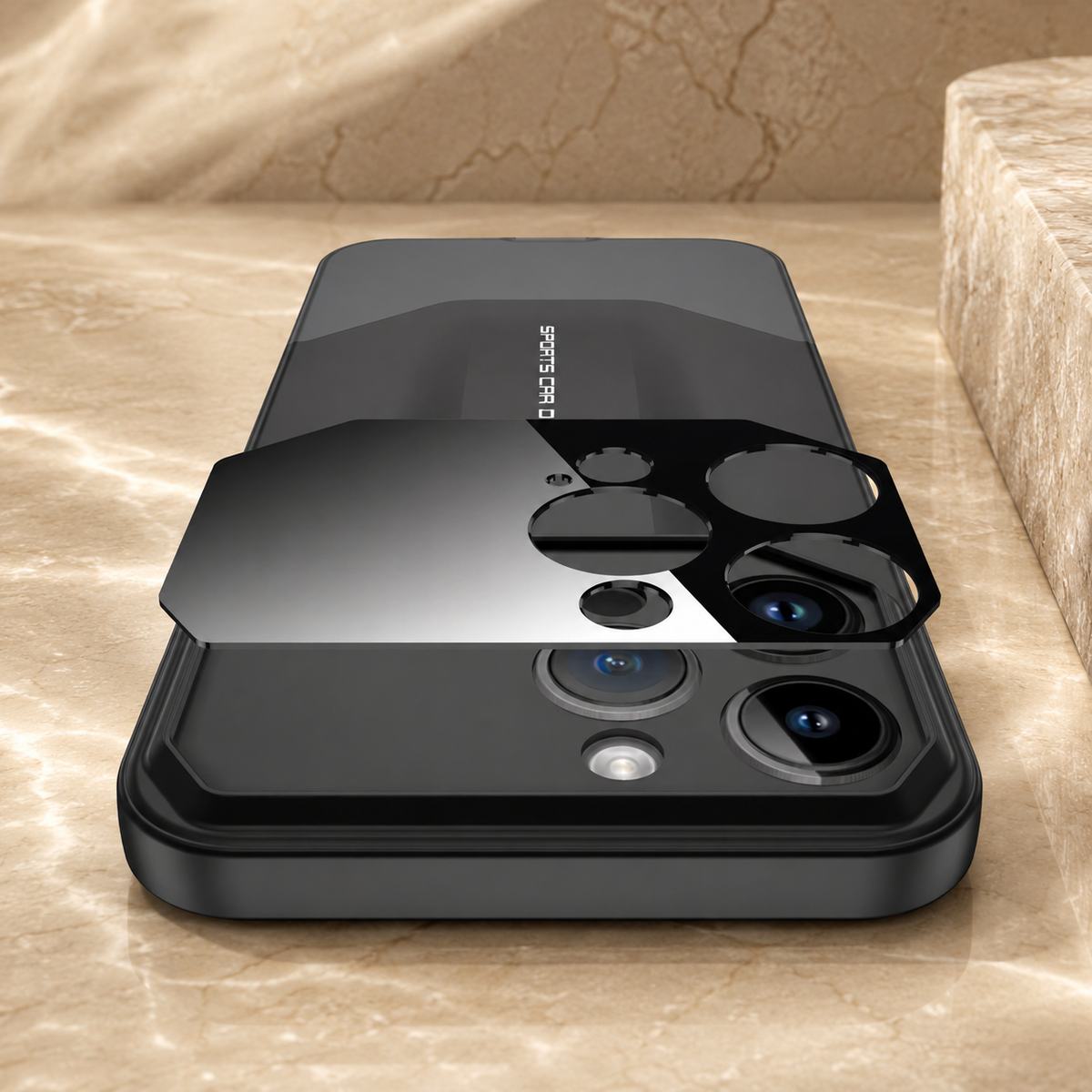 Premium iPhone Case Supercar Design Hard PC Shockproof Protective Cover Camera Lens Protection Anti Scratch Dustproof Slim Half Wrapped 2 in 1 Shell
