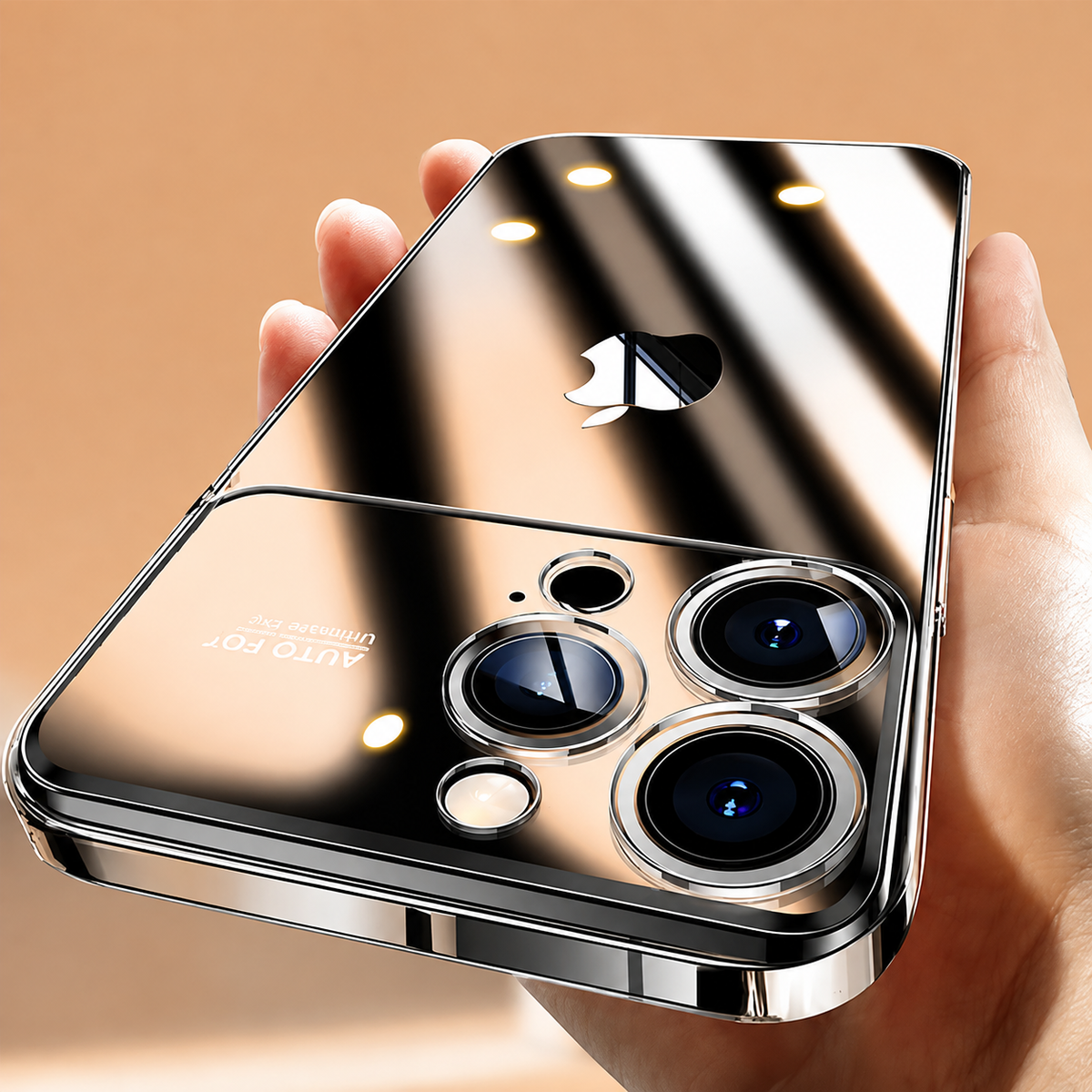 Premium iPhone Case Tempered Glass Camera Protector with Clear Acrylic Hard Back Plated Edges Slim Shockproof Scratch-Resistant Design