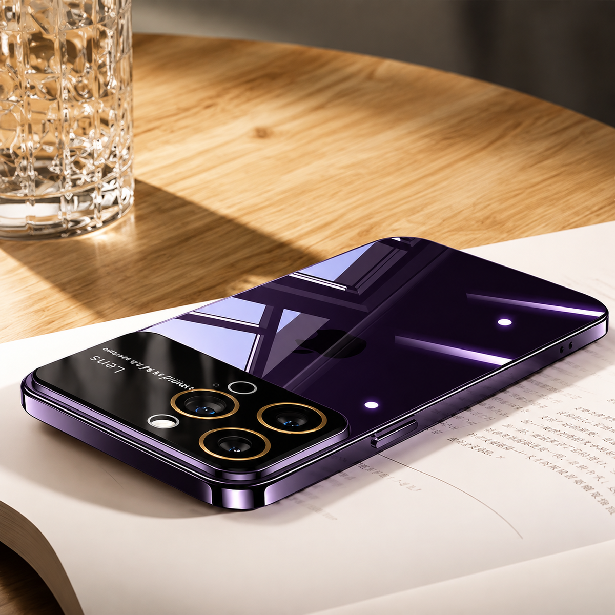 Premium iPhone Case Tempered Glass Camera Protector with Clear Acrylic Hard Back Plated Edges Slim Shockproof Scratch-Resistant Design