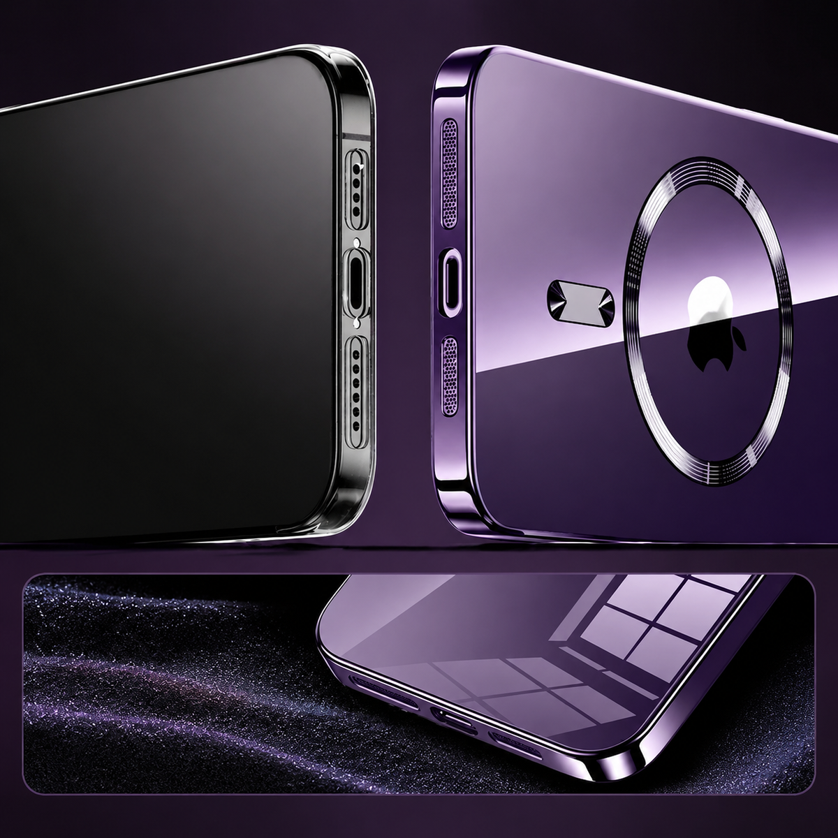 Premium iPhone Case Tempered Glass Camera Protector with Clear Acrylic Hard Back Plated Edges Slim Shockproof Scratch-Resistant Design