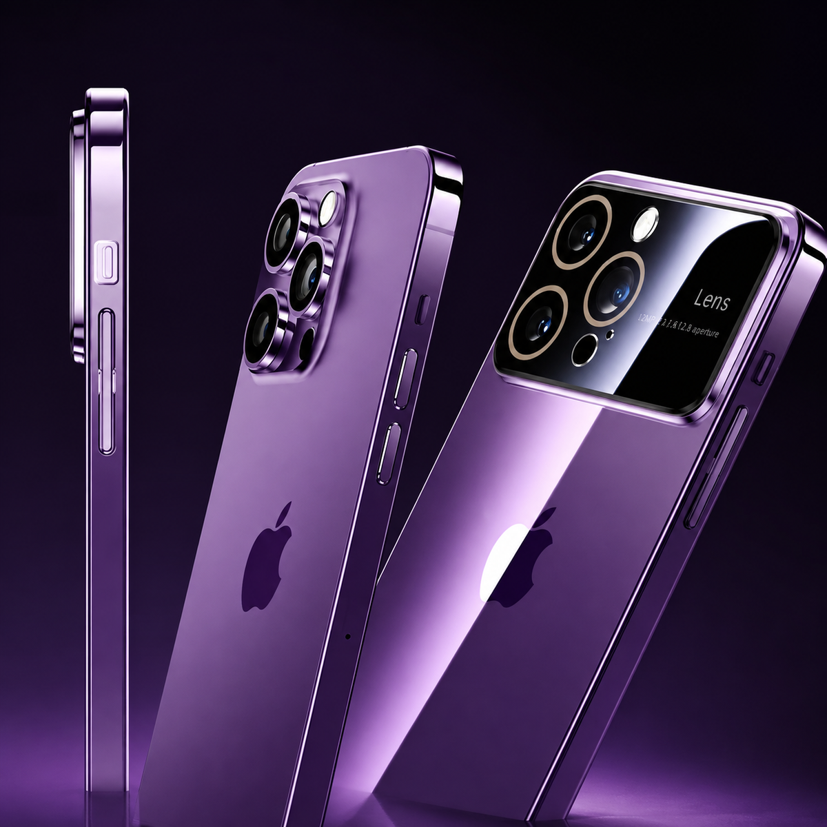 Premium iPhone Case Tempered Glass Camera Protector with Clear Acrylic Hard Back Plated Edges Slim Shockproof Scratch-Resistant Design