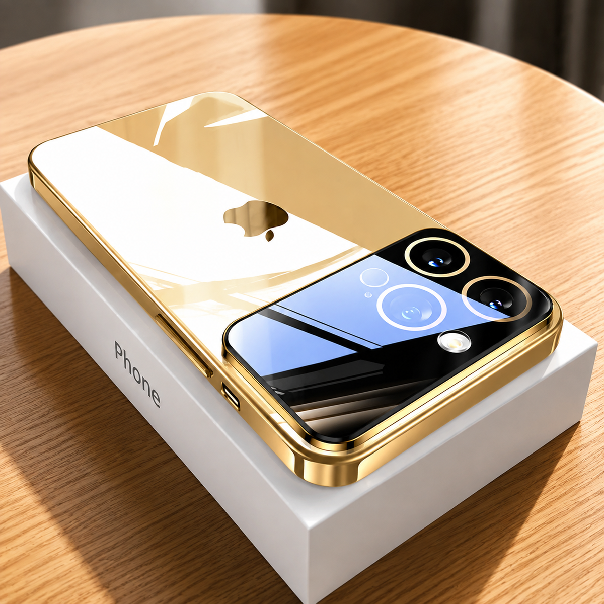Premium iPhone Case Tempered Glass Camera Protector with Clear Acrylic Hard Back Plated Edges Slim Shockproof Scratch-Resistant Design