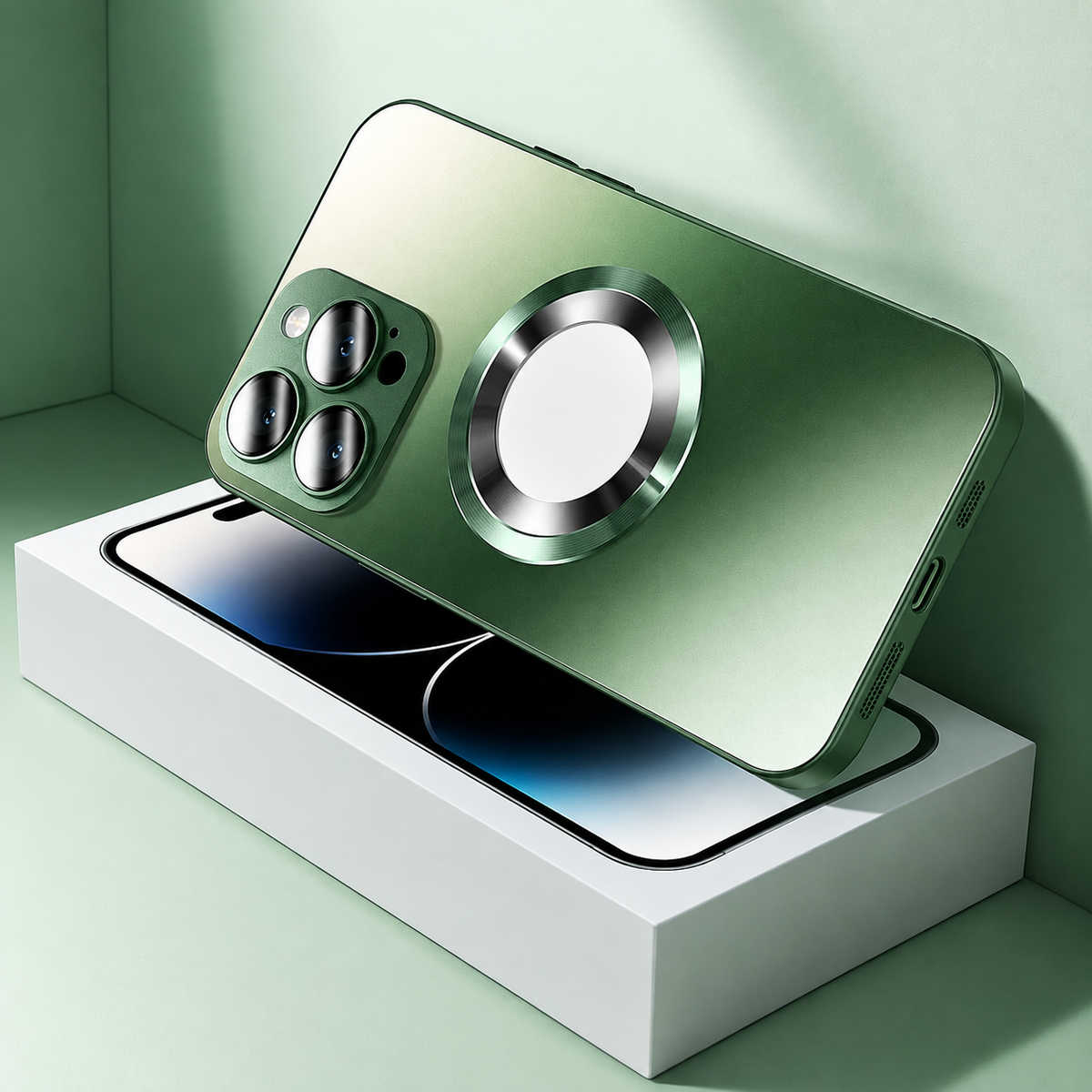 Premium iPhone Case Tempered Glass Matte Magnetic MagSafe Wireless Charging Half Wrapped Shockproof Bumper Anti Fingerprint Luminous Protective Design