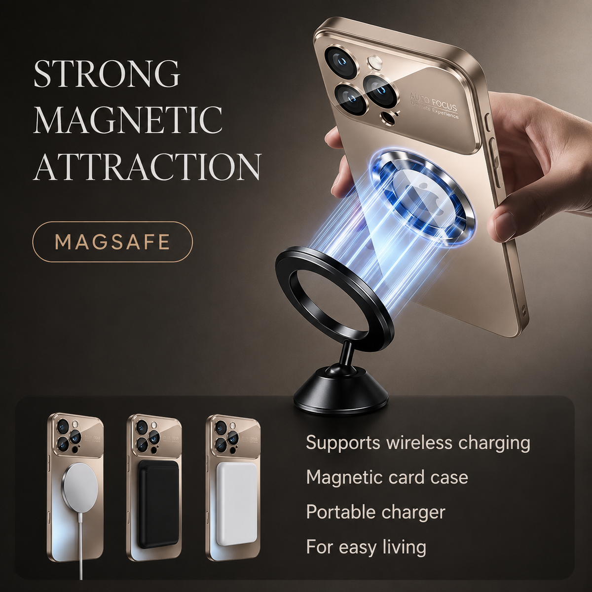 Premium iPhone Case Titanium MagSafe Magnetic Half Wrapped Cover Glass Lens Protection Shockproof Anti Fingerprint Anti Scratch Non Slip Design