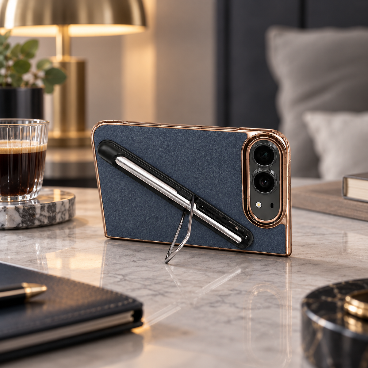 Premium iPhone Case Touch Pen Holder Bracket Stand Foldable Cover Textured Back Panel Business Shockproof Slim Durable Protective Phone Cover Shell Case