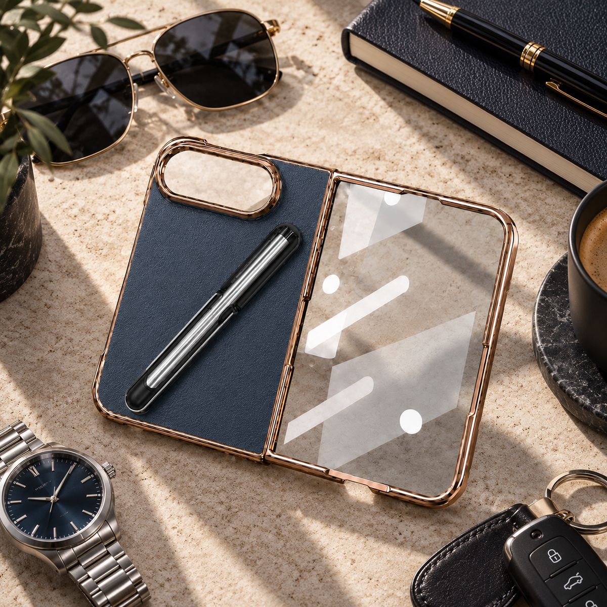 Premium iPhone Case Touch Pen Holder Bracket Stand Foldable Cover Textured Back Panel Business Shockproof Slim Durable Protective Phone Cover Shell Case