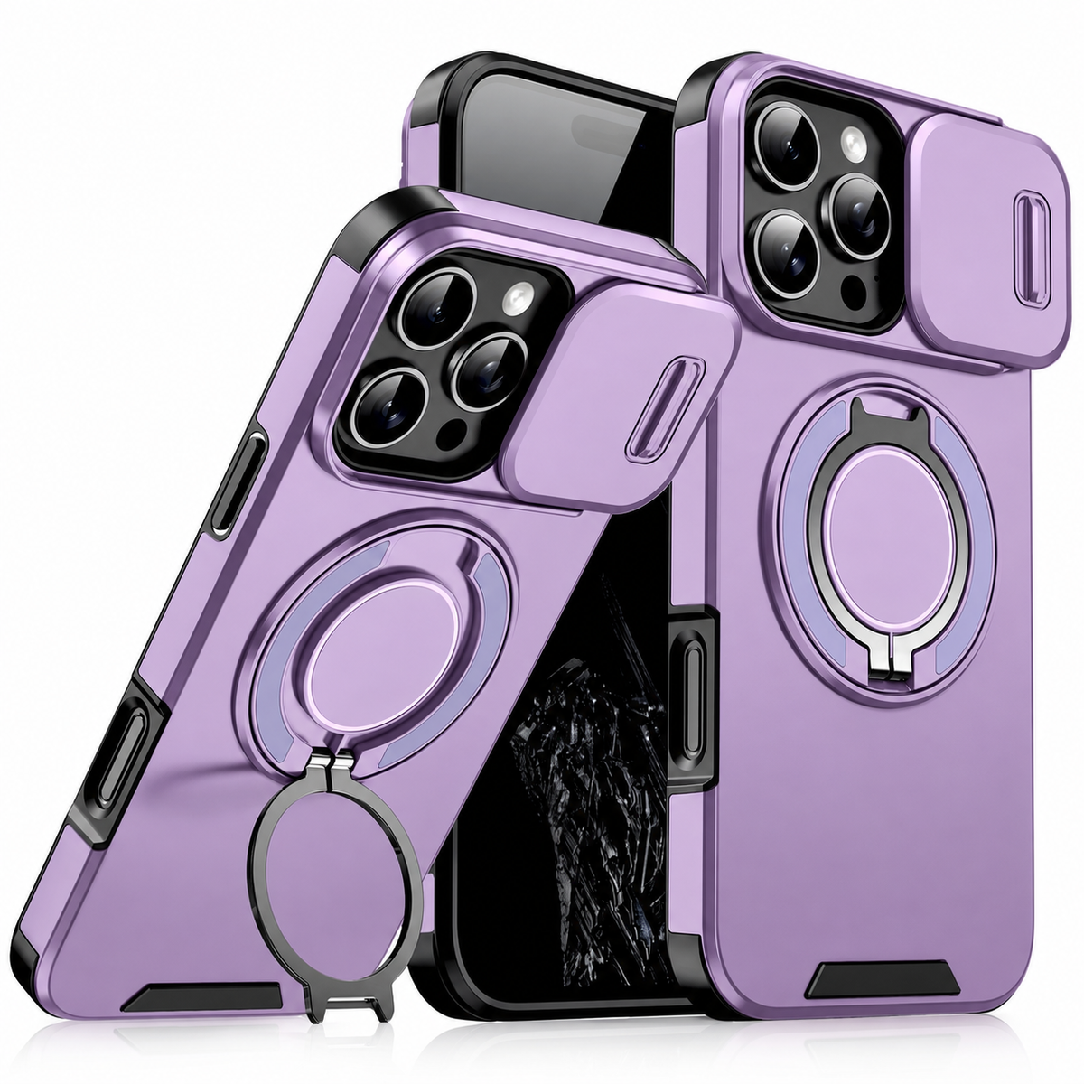 Premium iPhone Case Tough Rugged Armor Stand Holder Magnetic Car Mount Shockproof Anti Drop Heavy Duty Non Slip Durable Full Protective Phone Cover Shell Case