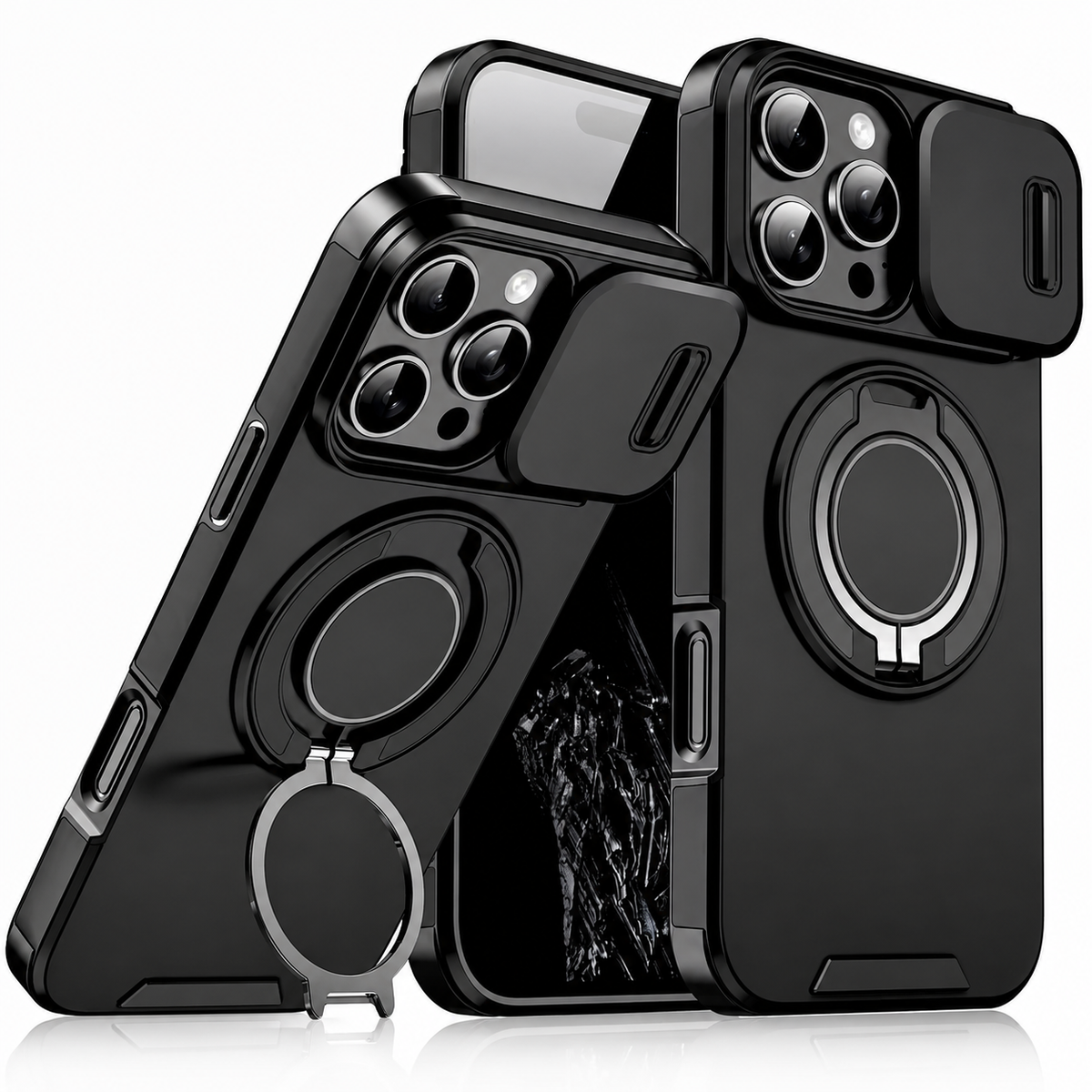 Premium iPhone Case Tough Rugged Armor Stand Holder Magnetic Car Mount Shockproof Anti Drop Heavy Duty Non Slip Durable Full Protective Phone Cover Shell Case