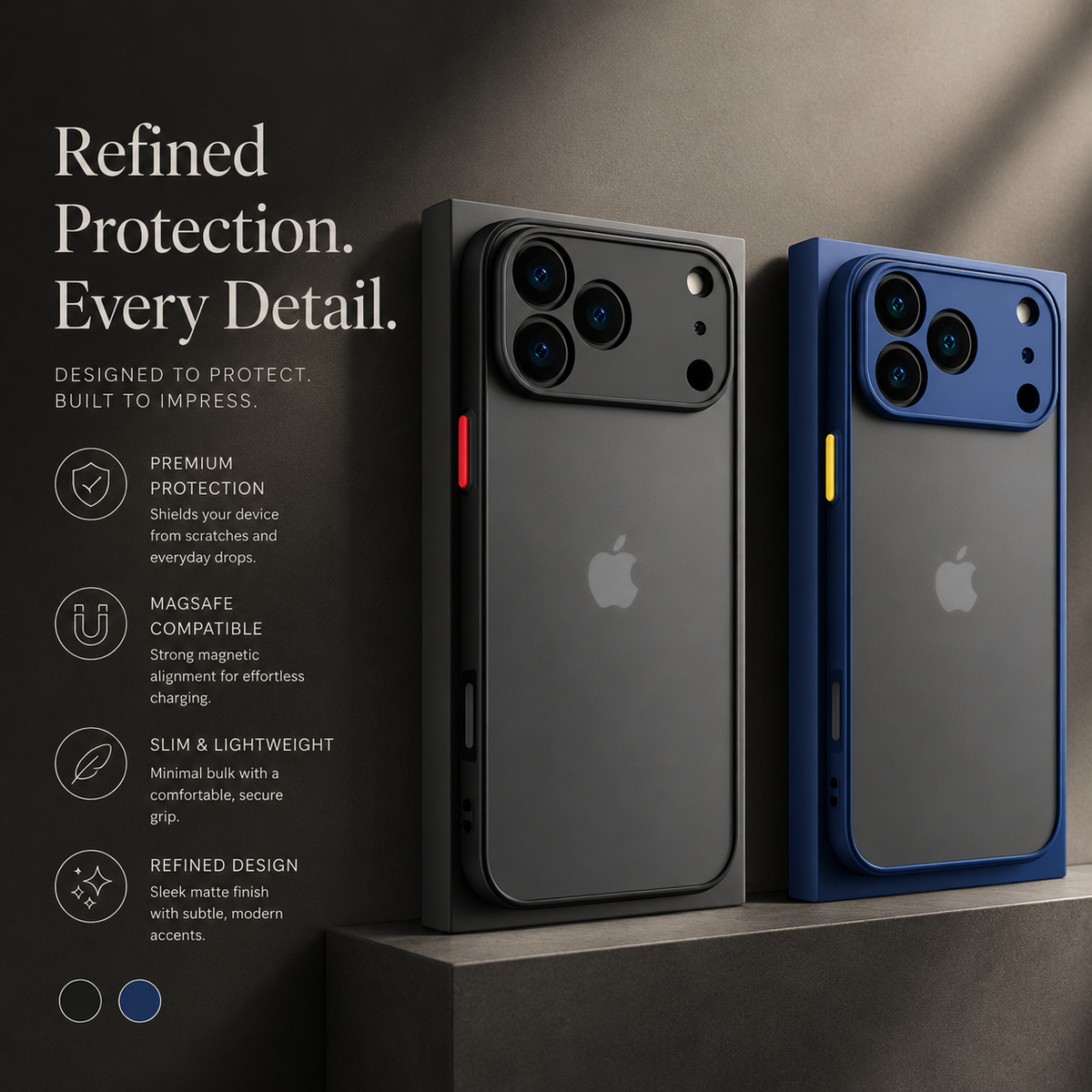 Premium iPhone Case Translucent Matte Shockproof Protective Cover PC TPU Armor Bumper Anti Scratch Anti Fingerprint Slim Lightweight Full Coverage Case