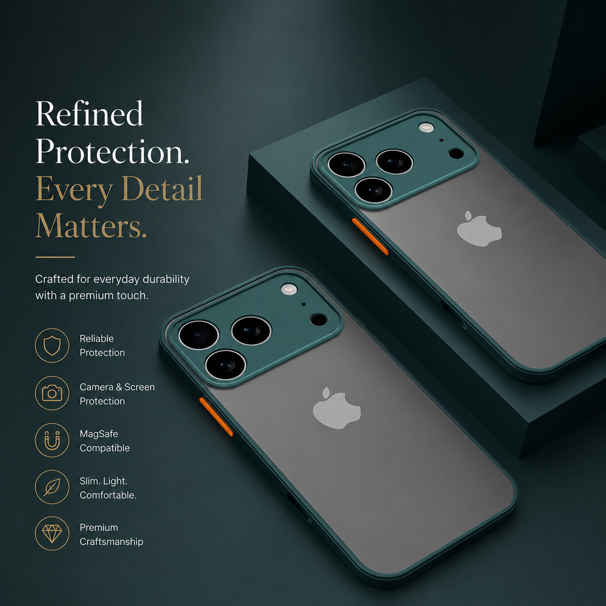Premium iPhone Case Translucent Matte Shockproof Protective Cover PC TPU Armor Bumper Anti Scratch Anti Fingerprint Slim Lightweight Full Coverage Case