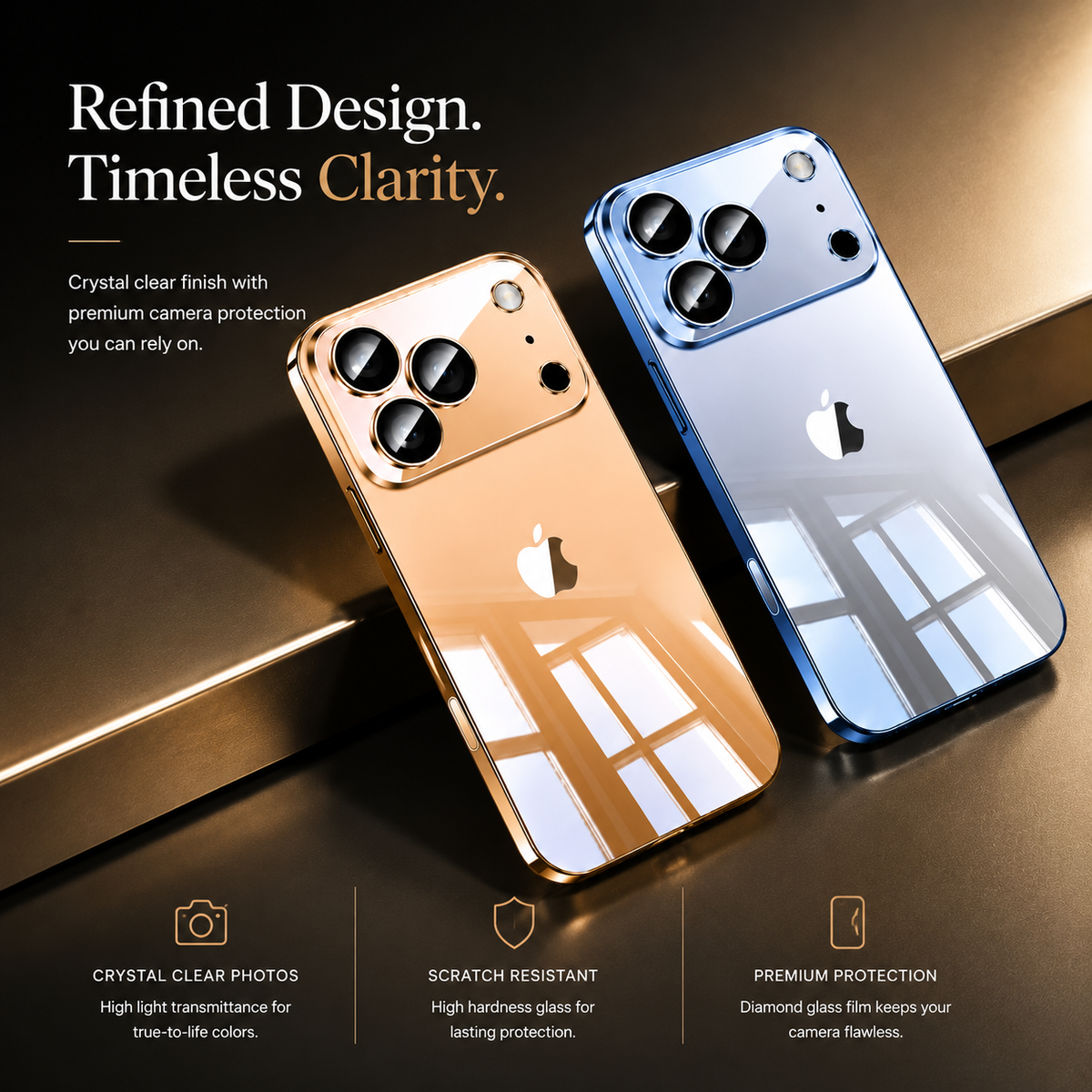 Premium iPhone Case Transparent TPU Shockproof Camera Lens Protection Anti Fingerprint Non Slip Ultra Thin Protective Cover Slim Full Coverage Clarity