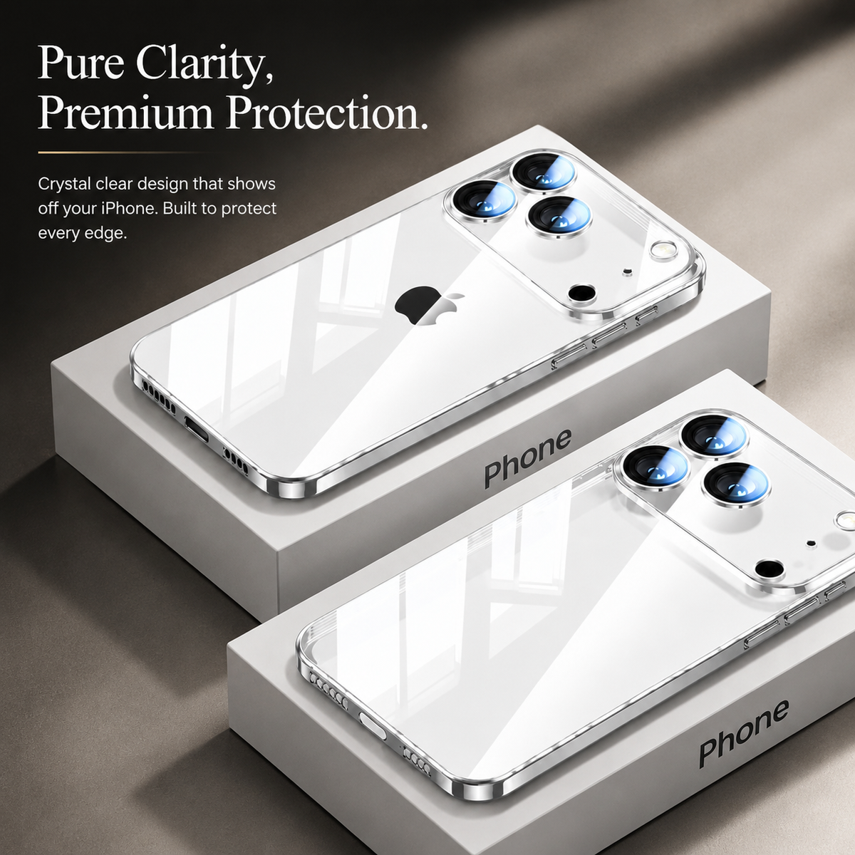 Premium iPhone Case Transparent TPU Shockproof Camera Lens Protection Anti Fingerprint Non Slip Ultra Thin Protective Cover Slim Full Coverage Clarity