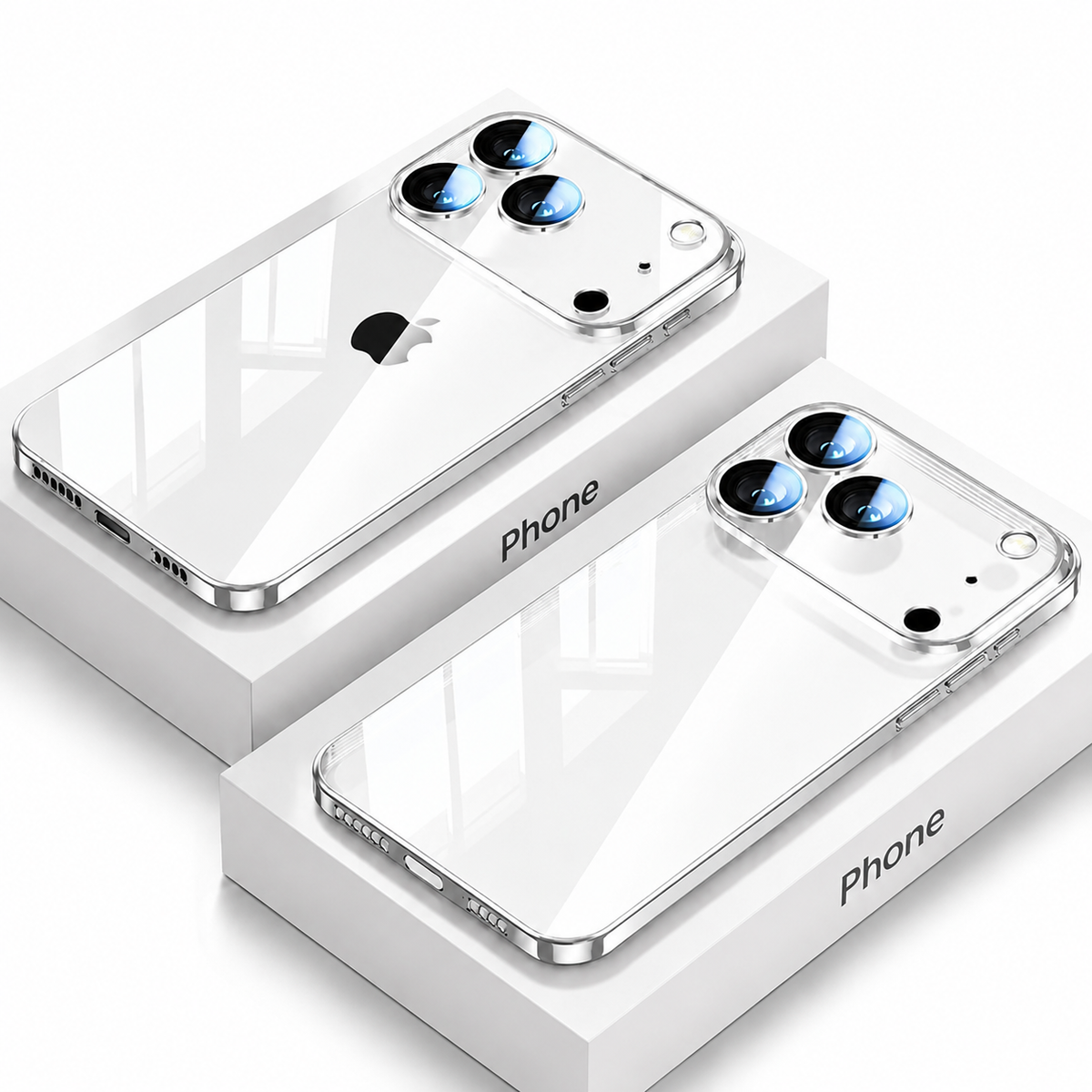 Premium iPhone Case Transparent TPU Shockproof Camera Lens Protection Anti Fingerprint Non Slip Ultra Thin Protective Cover Slim Full Coverage Clarity