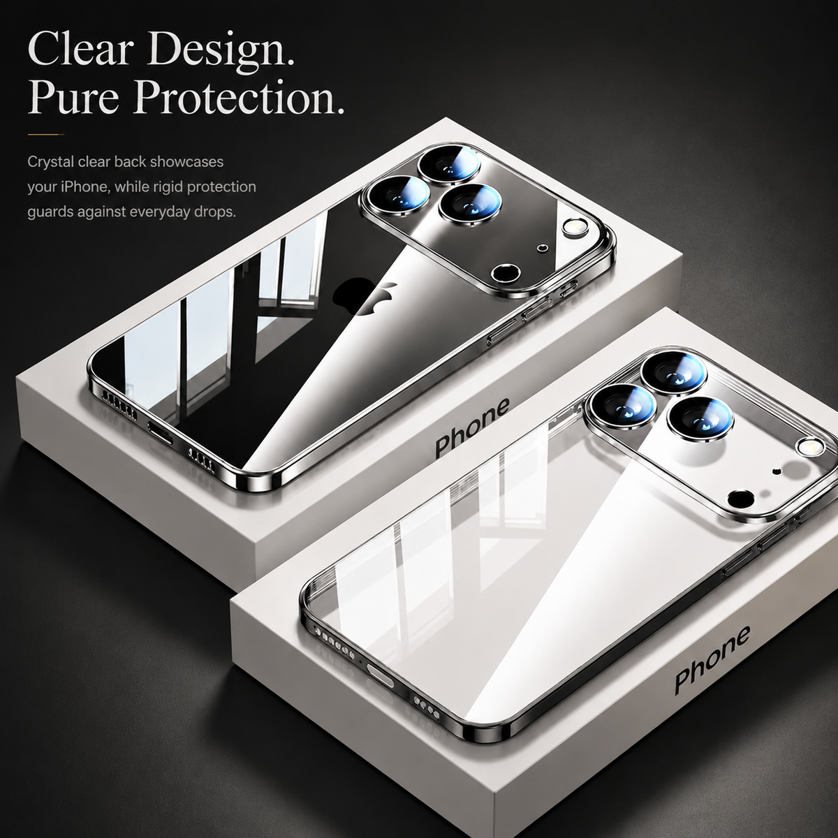 Premium iPhone Case Transparent TPU Shockproof Camera Lens Protection Anti Fingerprint Non Slip Ultra Thin Protective Cover Slim Full Coverage Clarity