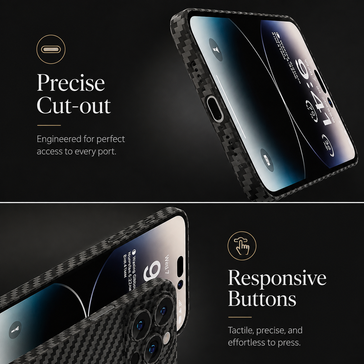 Premium iPhone Case Ultra Slim 0.3mm Carbon Fiber Matte Cover Camera Protection Anti Fingerprint Lightweight Non Slip MagSafe Wireless Charging Design