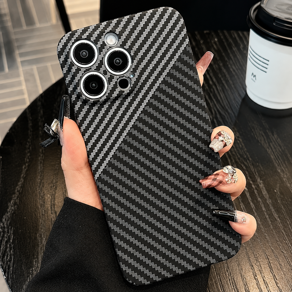 Premium iPhone Case Ultra Slim 0.3mm Carbon Fiber Matte Cover Camera Protection Anti Fingerprint Lightweight Non Slip MagSafe Wireless Charging Design
