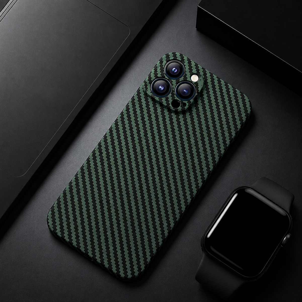Premium iPhone Case Ultra Slim 0.3mm Carbon Fiber Matte Cover Camera Protection Anti Fingerprint Lightweight Non Slip MagSafe Wireless Charging Design