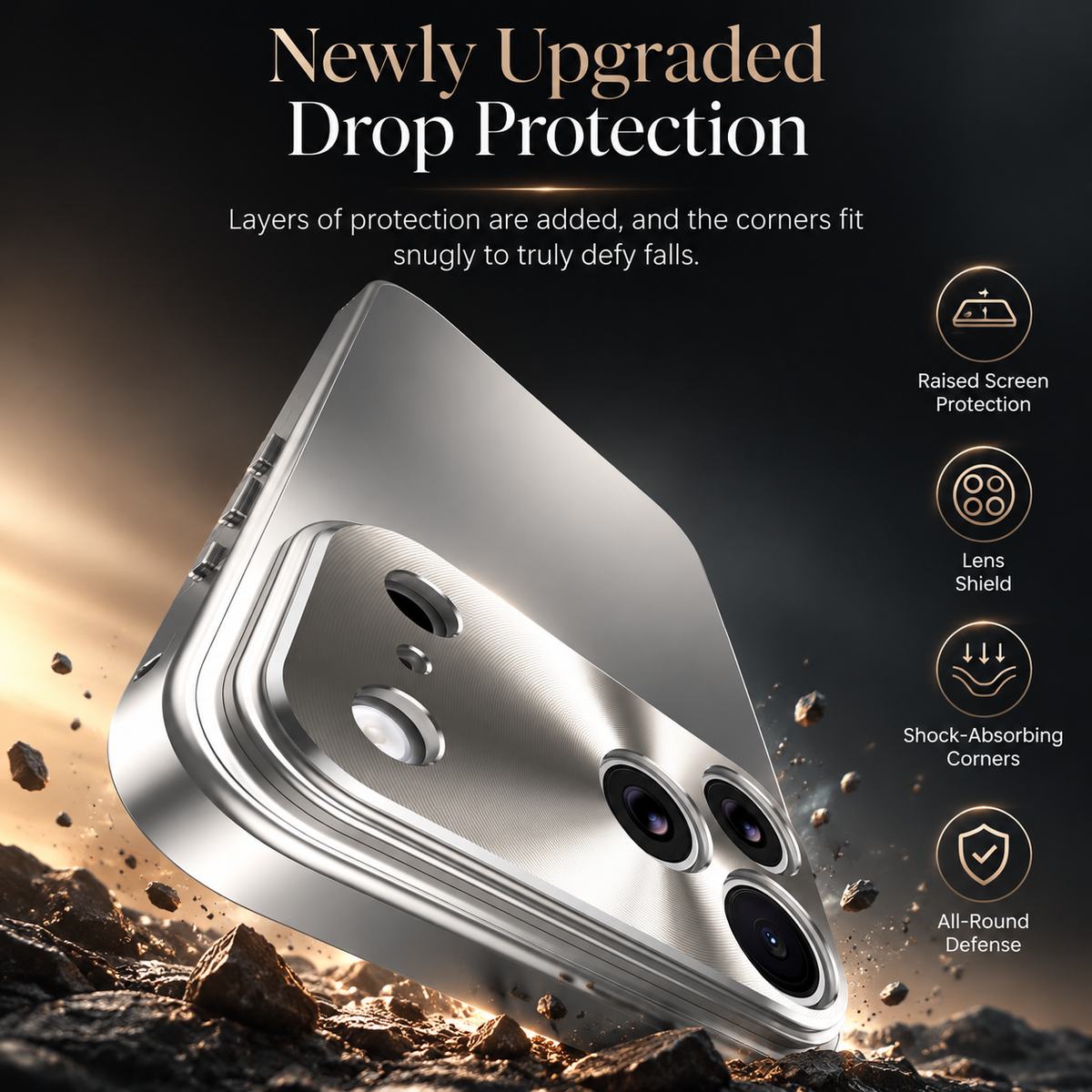 Premium iPhone Case Ultra Thin Aluminum Alloy Frame with Frosted Matte Backplate, Shockproof Camera Lens Guard and Slim Protective Design